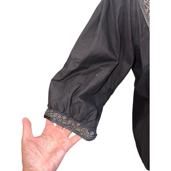 The Impeccable Pig Vintage-Style Black Tunic Top W/ Embroidery Cottage Peasent - Picture 9 of 9